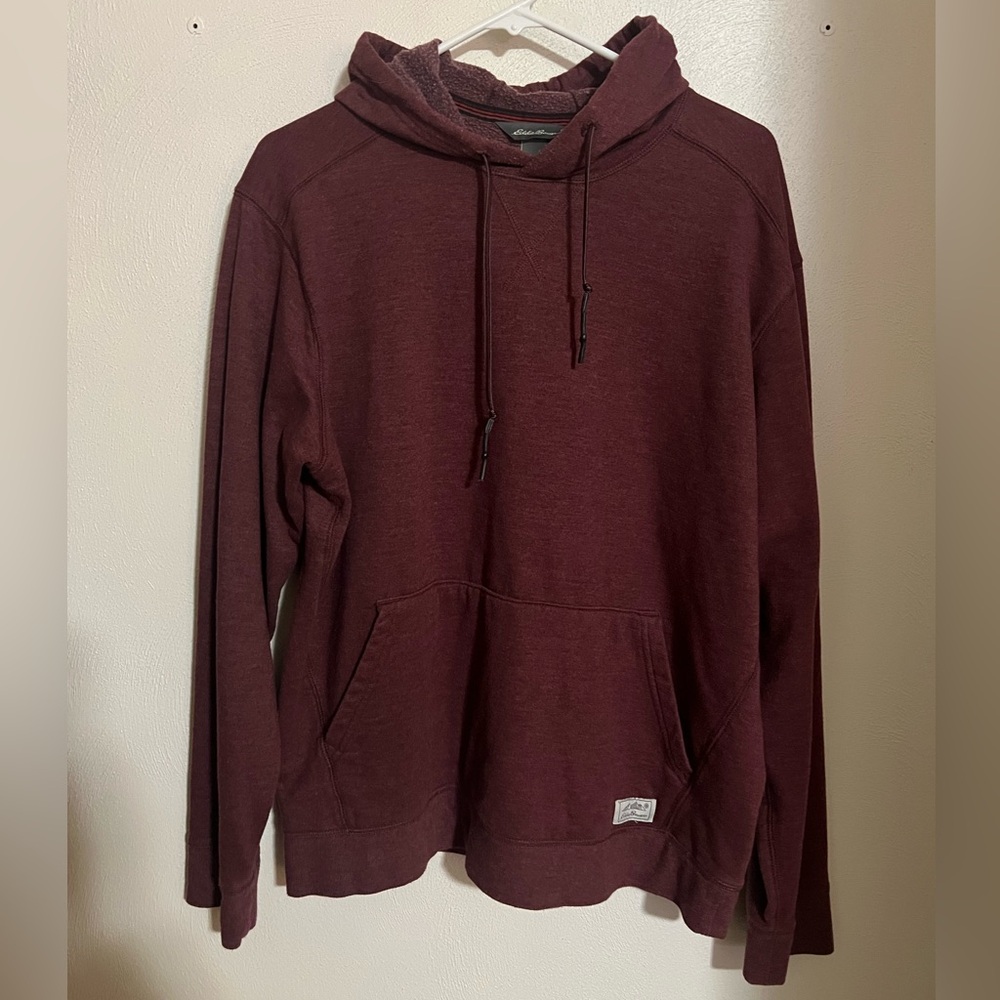 EDDIE BAUER Classic Casual Fleece Athleisure Hoodie Maroon Men's Size‎ Large GUC